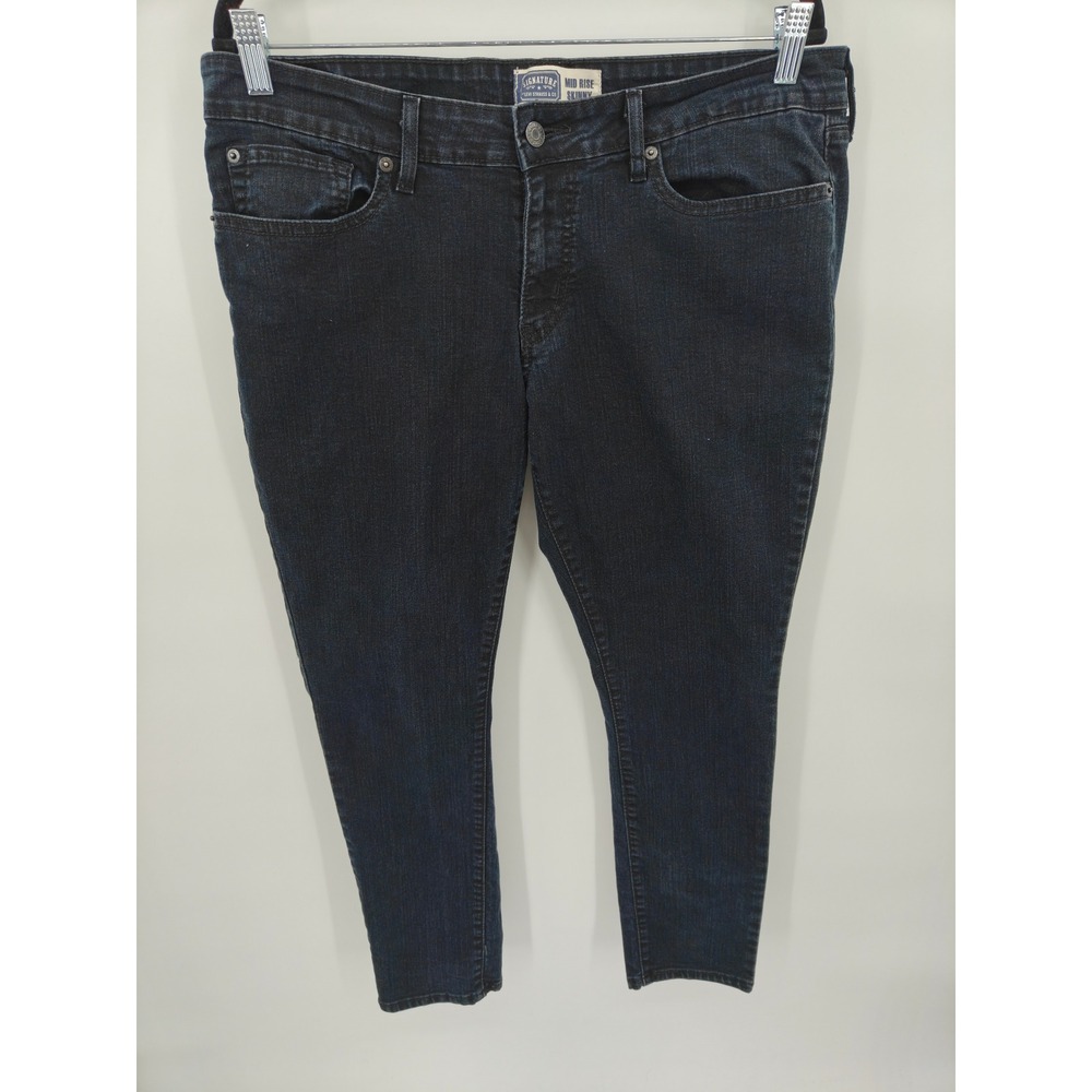 Signature by Levi Strauss & Co Womens Mid Rise Skinny Jeans Dark Wash 16 S/C